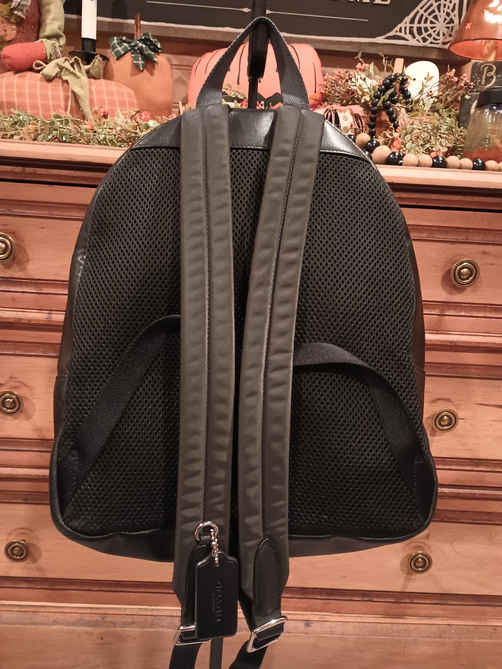 COACH Charlie Medium Leather Backpack Black Pink Metallic Star Print F30550 - Picture 5 of 11